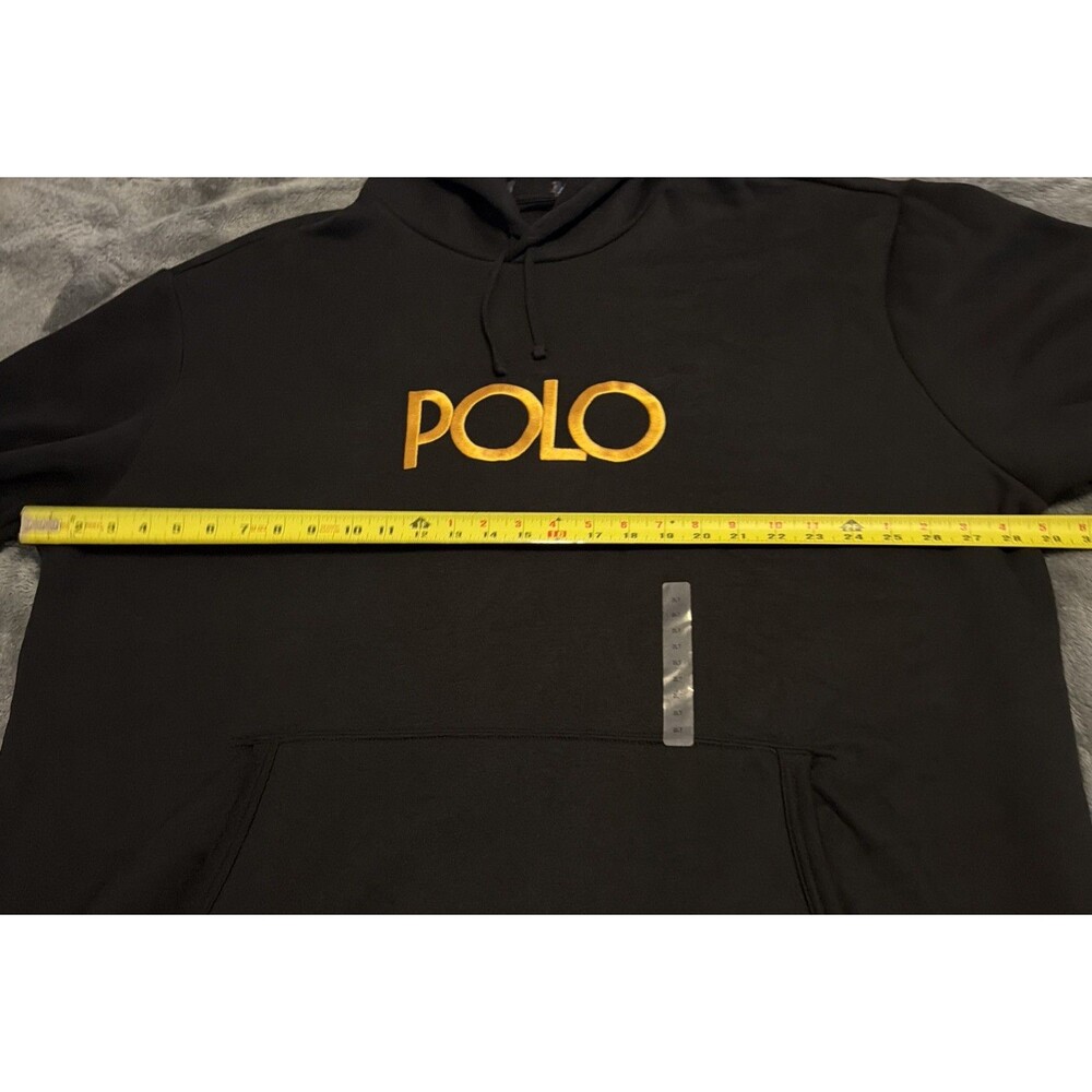 2XLT Polo Ralph Lauren Size M Black Fleece Hoodie Gold Embroidered Logo - Picture 7 of 9